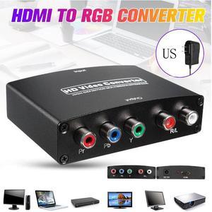 HDMI to YPbPr Component Video Stereo Audio Converter Adapter with R/L Audio and Coaxial Audio Output for Video Capture Card Analog TV Projector Black