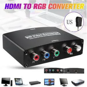 HDMI to 5RCA RGB YPbPr Converter Supports 1080P Video Audio Adapter for DVD PSP Xbox 360 PS2