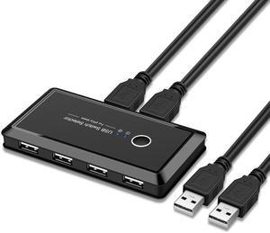 USB2.0 KVM Switch USB 2.0 Switcher for Xiaomi Mi Box Keyboard Mouse Printer Monitor 2 PCs Sharing 4 Devices USB Switch for Keyboard/Mouse/Printer/Scanner/Computer, Compatible with Mac/Windows/Linux