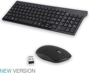 Wireless Keyboard Mouse Combo, 2.4GHz Slim Full-Sized Silent Wireless Keyboard and Mouse Combo with USB Nano Receiver for Laptop, PC (Black)