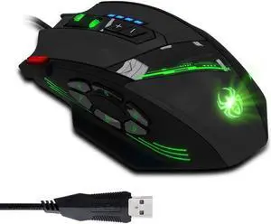 Zelotes C-12 Gaming Mouse, Wired Mouse for Office or FPS Gamers, Adjustable Mouse Length & 12 Programmable Buttons, Up to 4000 Adjustable DPI