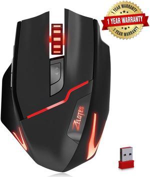 Zelotes F-18 Gaming Mouse Wireless/Wired [Breathing Light] Ergonomic Game USB Computer Mice RGB Gamer Desktop Laptop PC Gaming Mouse, 7 Buttons Programmable for Windows 7/8/10/XP Vista Linux, Black