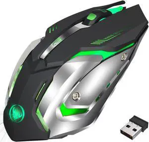 LUOM Rechargeable Wireless Gaming Mouse RGB + High-Precision Sensor and Long-Lasting Battery + 5 Buttons + 2400 DPI + Wireless Mouse for PC Laptop and Computer (Black)