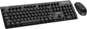 LUOM N520 Quiet Wireless Keyboard and Mouse Combo - Office PC Keyboard and Optical Quiet Wireless Mice for Computer, Laptop, PC, Desktop, Notebook, Windows 7, 8, 10-(Black)