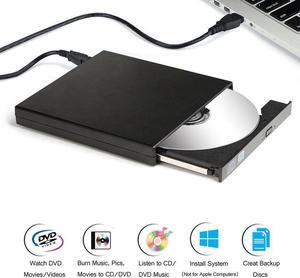 External CD Drive, USB 2.0 CD Drive, DVD Player, Portable Optical Burner Writer Rewriter, High Speed Data Transfer for Laptop Notebook Desktop PC Windows 7/8/10, Black
