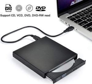 External CD DVD Drive, USB 2.0 Portable CD/DVD /-RW Drive/DVD Optical Drive CD Player for Laptop Slim CD ROM Rewriter Burner Compatible with Mac Laptop Desktop PC Windows Linux OS(Black)