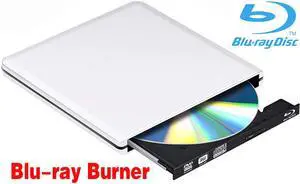 LUOM Aluminum External Blu-Ray Burner Player Drive, USB 3.0 O Type C Dual Port DVD Burner CD DVD Rewriter Burner Writer Support WindowsXP/7/8/10, MacOS, Linux for MacBook, Laptop, Desktop, Silver