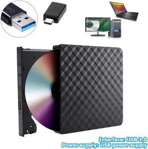 LUOM External DVD Drive USB 3.0 Portable CD DVD RW Drive Writer Burner Optical Player Compatible For Windows 10 Laptop Desktop iMacs