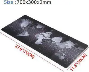 Large Gaming Mouse Pad / Mat with Smooth Surface and Stitched Edges Non-Slip Rubber Base Extended Game Mouse Mat| World Map (700×300×2mm)