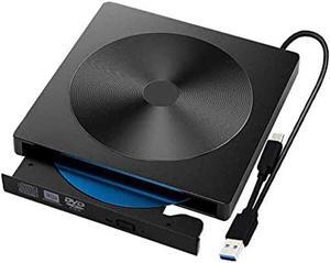 USB 3.0 External DVD Drive with Type-C Interface, Portable DVD | CD Drive Burner for Windows/Linux/Mac OS,Compatible DVD-ROM/DVD±R/DVD-R DL/CDA/CD-ROM/CD-R/VCD/SVCD/CD-RW - Black