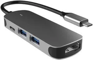 LUOM USB C Hub, 4 in 1 Type C Hub Multiport Adapter Portable Thunderbolt 3 Dongle for Laptop Type C Devices, with 4K HDMI/ USB3.0 Ports/ USB2.0 Ports/ 60W PD
