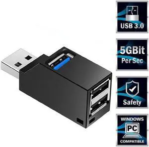High Speed USB 3.0 USB Splitter Adapter,LUOM 3 Port Mini Portable Fast High Speed Splitter Box Adapter Expansion for PC Notebook Computer high-Speed U Disk Reader