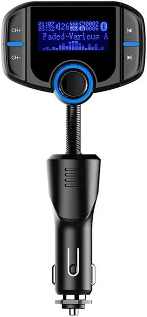 LUOM BT70 [Upgraded Version] Blue FM Transmitter for Car, Wireless FM Radio Transmitter Adapter Car Kit, Dual USB Charging Ports, Hands Free Calling, U Disk, TF Card MP3 Music Player