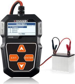 KW208 12V 100-2000 CCA Car Battery Tester Auto Battery Load Tester Charging Cranking System Analyzer With Pure Copper Alligator Rings Clips  for Car Boat Motorcycle Truck Marine