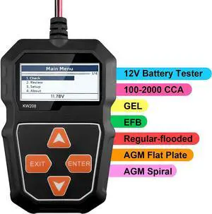 KW208 12V Car Battery Tester Automotive 100-2000 CCA Battery Load Tester Battery Tester Digital Analyzer Bad Cell Test Tool for Car/Boat/Motorcycle and More