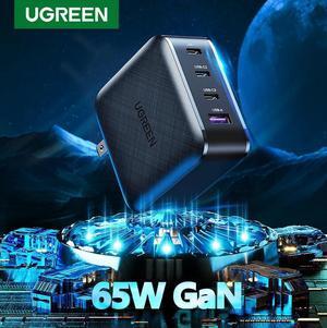 LUOM Gan Tech 65W PD Charger, 4-Port 65W USB C Wall Charger, PD 3.0 Type-C Fast Quick Charging Adapter With 1*USB-A Compatible for 65W MacBook Pro/Air, Dell XPS,iPad Pro, iPhone 11Pro USB-C Laptops