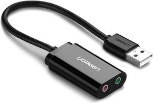 LUOM USB External Stereo Sound Card Adapter, USB Audio Adapter with 3.5mm Headphone and Microphone Jack for Windows, Mac, Linux, PC, Laptops, Desktops, PS4 (USB-Black)