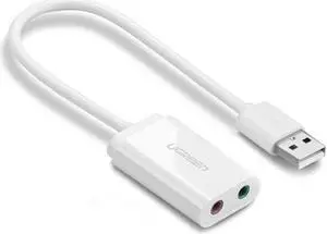 LUOM USB-to-Audio External Stereo Sound Adapter with 3.5 mm Headphone and Microphone Jack for USB Audio Devices, Windows, Mac, Linux, PC, Laptop, Desktop, PS4.Plug and Play No Drivers Needed. (White)