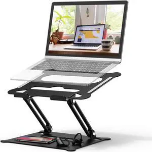 LUOM Laptop Stand, Laptop Holder Riser Computer Tablet Stand, Adjustable Aluminum Ergonomic Foldable Portable Desktop Holder Compatible with MacBook,iPad, HP, Dell, Lenovo 10-17” (Z19-Black)