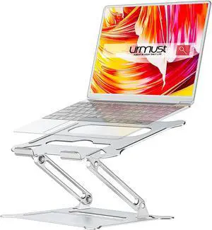 Laptop Stand, LUOM Laptop Holder for Desk, Laptop Riser, Portable Laptop Stand Foldable, Ergonomic Stand with Phone Holder for MacBook, Notebook, All 10-17" Laptops Tablet, (Z19-Silver)