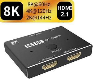 Ultra HD 8K Switcher HDMI 21 Ultra HD High Speed 48Gbps Directional Switch Only 2in1out 8K60Hz 4K120Hz 2 sources to 1 display Splitter Converter Adapter for PS4PS5 Xiaomi TV Box HDTV Splitter