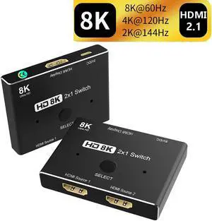 HD Switcher 8K@60Hz 4K@120Hz HDMI-compatible Ultra HD 8K Switch High Speed 48Gbps 2 in 1 out Splitter 8K@60Hz 4K@120Hz Directional 2.1, 2 sources to 1 display Converter For PS4/5 TV Box HDTV Xbox HD Switcher 8K@60Hz 4K@120Hz HDMI-compatible Ultra HD 8K Switch High Speed 48Gbps 2 in 1 out Splitter 8K@60Hz 4K@120Hz Directional 2.1, 2 sources to 1 display Converter For PS4/5 TV Box HDTV Xbox