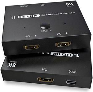 HDMI-compatible 2.1 HD Switcher Adapter 4K 120Hz 8K 60Hz Ultra HD Switcher Bi-Direction 2 in 1/1 in 2 Converter Splitter For PS4/5 TV Box HDTV Xbox Projector