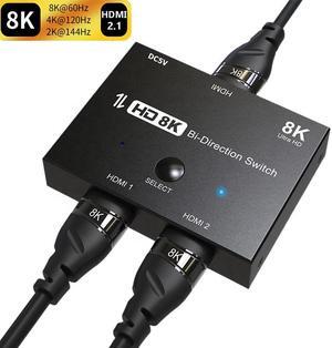 Ultra HD 8K Switcher HDMI 2.1 Ultra HD High Speed 48Gbps Directional Switch Bi-Direction 1x2 2x1 8K@60Hz 4K@120Hz Splitter Converter For PS4/5 TV Box HDTV Xbox Projector