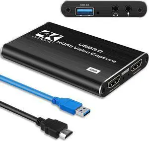 Capture Card, Video Capture Card 4K 1080P 60FPS, HDMI Capture Card Switch, Game Capture Card USB 3.0 for Live Streaming Video Recording, Screen Capture Device Work with PS4/PC/OBS/DSLR/Camera