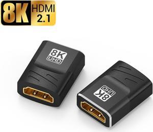 8K HDMI Adapter Female to Female, Ultra-HD HDMI Extender Flat Gold Plated Standard HDMI Port Connector, Supports 8K@60Hz, 4K@120Hz, Compatible with PS5, Xbox X, 8K TV, Monitors, Laptop, PC