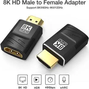 8k HDMI Adapter Male to Female for Wall TV, Roku, PS5, Fire Stick, Chromecast, Nintendo Switch, Laptop,Xbox, PC