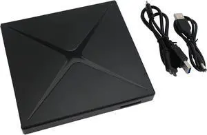 LUOM DVD Player for Laptop, USB 3.0 Type-C Dual Port Portable External CD DVD Drive, Drive Slim DVD/CD ROM Rewriter Burner Support SD cards Reader for Laptop Desktop PC Windows Linux OS Apple Mac