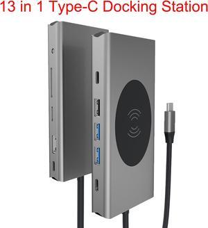 USB C Hub, 13 IN 1 USB C Hub Multiport Adapter, USB C to 4K HDMI, 100W PD,USB-C Port,RJ45 Ethernet,Wireless Charging, USB3.0, SD/TF Type C hub for MacBook Pro/Air, XPS, and USB C Devices