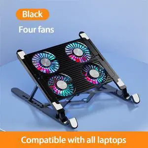 LUOM Laptop Tablet Stand Adjustable with 4 High-speed Fan, Notebook Holder : Foldable Detachable Laptop Tablet Riser for Desk, Compatible with 11-17.3" MacBook Air Pro, Dell XPS, HP More Notebooks