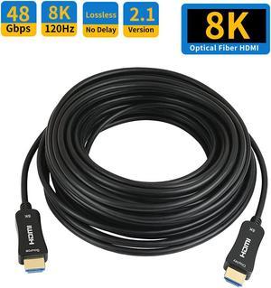 8K Fiber Optic HDMI 2.1 Cable 30ft, Fiber HDMI Cable 8K@60Hz Ultra High Speed 48Gbps 4:4:4 HDR/eARC for PS5 DVD