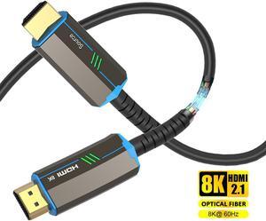8K HDMI 2.1 Fiber Optic Cable Supports 8K @60Hz and 4K @120Hz Compatible with All TVs, BluRay, Xbox Series X, PS5 (30 Feet)