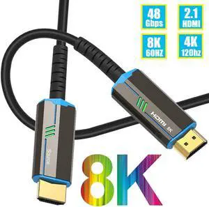 8K Optical Fiber HDMI 2.1 Cable,Support 8K@60Hz 4K@120Hz Dynamic HDR 10, eARC, HDCP2.2, 4:4:4 7680x4320 Resolution, 48Gbps Bandwidth Optic Fiber HDMI 2.1 Cable for PS5/PS4/8K TV30FT