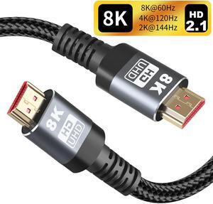 8K HDMI 2.1 Cable 16.4FT,48Gbps Ultra High Speed Black Braided HDMI Cord - Get 4k @ 120Hz On PS5 - Supports 8k @ 60Hz, HDR, eArc, Dolby Vision, & More