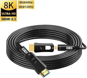 Detachable Fiber Optic HDMI 2.1a Long Cable, 8K HDMI 2.1 High Speed 48Gbps 8K@60Hz 4K@120Hz Dynamic HDR 10, eARC, HDCP2.2, 4:4:4 Audio Cable for in-Wall Installation-65FT Detachable Fiber Optic HDMI 2.1a Long Cable, 8K HDMI 2.1 High Speed 48Gbps 8K@60Hz 4K@120Hz Dynamic HDR 10, eARC, HDCP2.2, 4:4:4 Audio Cable for in-Wall Installation-65FT