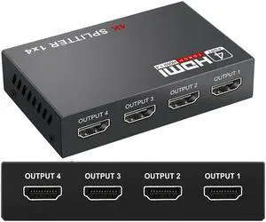 4K HDMI Splitter 1 in 4 Out, LUOM 4 Way HDMI Splitter 1x4 4Kx2K@30Hz w/AC Adapter, Mirror Duplicate for PS4 Fire Stick HDTV EDID