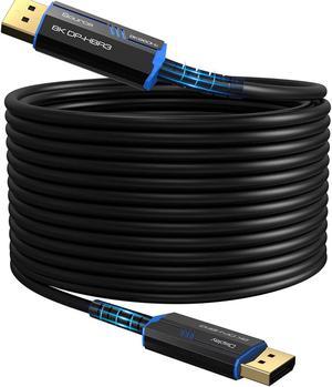 8K Fiber Optic DisplayPort Cable 16ft, 32.4Gbps High-Speed DP1.4 Cable 8K@60Hz 4K@120Hz Dynamic HDR/eARC/HDCP 2.3, Ultra HD DisplayPort Cord Compatible with LG Samsung Sony TV /PS5/Blu-ray