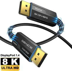 8K FFiber Optic DisplayPort Cable 164 feet Light High Speed Support 32.4 Gbps 8K60HZ DP1.4 Slim and Flexible with Optic Technology (8K_50M) 8K FFiber Optic DisplayPort Cable 164 feet Light High Speed Support 32.4 Gbps 8K60HZ DP1.4 Slim and Flexible with Optic Technology (8K_50M)