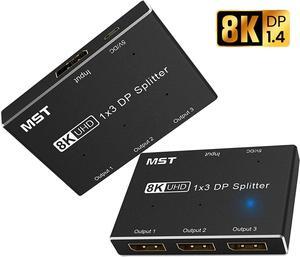 LUOM 3-Port  Displayport MST Hub 1.4 Display Port MST hub splitter for 3 monitors Splitter Displayport mst hub 8K 30Hz 4K 144hz