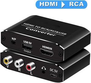 HDMI to 3 RCA Converter with 3.5mm Aux Audio Adapter, LUOM HDMI Svideo Adapter, HDMI to Composite AV CVBS Converter, HDMI in RCA + 3.5mm Aux Audio Out Converter(Aluminum)