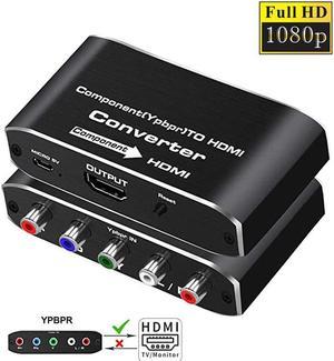 Component to HDMI Converter, YPbPr+L / Audio HD Video Converter 5RCA RGB to HDMI Converter Adapter, Support HD 1080P, DTS, Dolby Digital