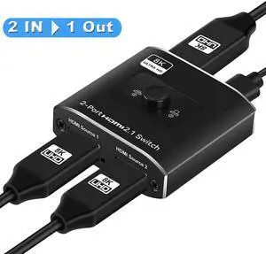 HDMI 2.1 Switch 8K 60Hz,LUOM HDMI Switcher 2 in 1 Out, 2 Port 4K 120Hz 8K HDMI Switcher Support 8K 48Gbps for Xbox Series X PS4 Pro PS5 Roku UHD TV Monitor Projector (OZ8Q2)