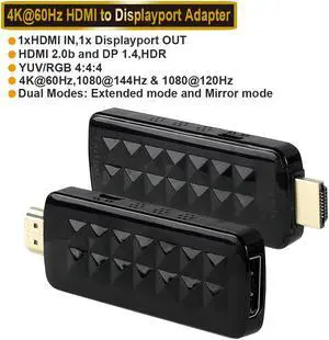 HDMI to DisplayPort (DP) Adapter -LUOM, 4K@60Hz Gold Plated HDMI v2.0 to DP 1.4V Adapter (Male to Female), Uni-Directional HDMI to Display Port  Adapter (OZHD2)