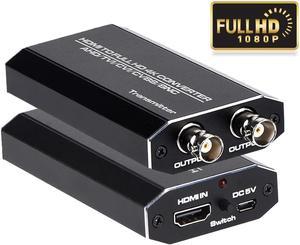 LUOM HDMI to Dual AHD Converter Adapter, with AHD Loopout 500M Repeater, HDMI to AHD Video Adapter for AHD DVR NVR Video Recorder