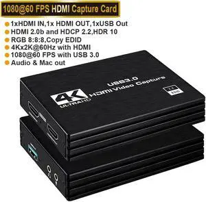 4K Video Capture Card for Streaming, Gaming Capture Card Nintendo Switch, HDMI Capture Card , HDMI to USB/Type-C Switch Game Capture Card 1080P 60FPS Recording Live Streaming Work PS4/PS5/OBS/PC