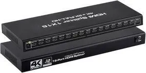 LUOM HDMI Splitter 1 in 16 Out -4K Hdmi Splitter 1x16 Ports v1.4 Powered 4K/2K Full Ultra HD 1080p US Adapter 3D Support